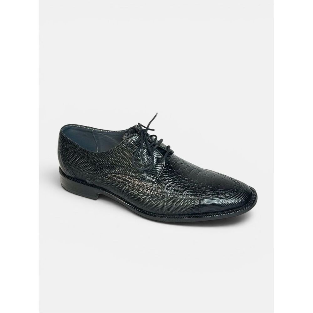 David X Genuine Lizard and Ostrich Men's Dress Shoes Black Size 9.5